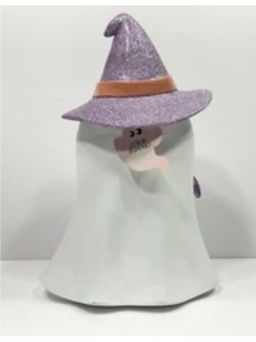 NWT! Goblin & Ghoul 12” Ghost Purple Glitter Hat & Bat Halloween Resin Figurine - Picture 5 of 6